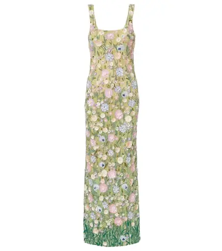 LA FUORI Embellished floral gown