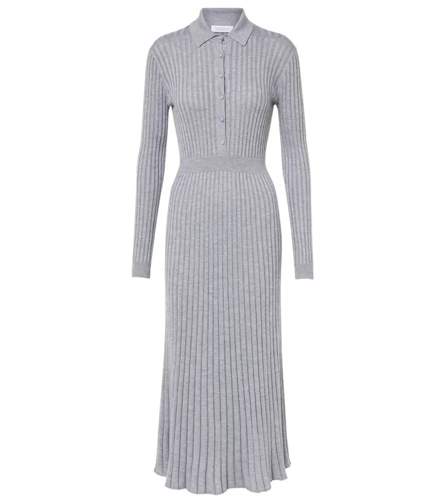 Gabriela Hearst Ardor ribbed-knit cashmere and silk polo dress
