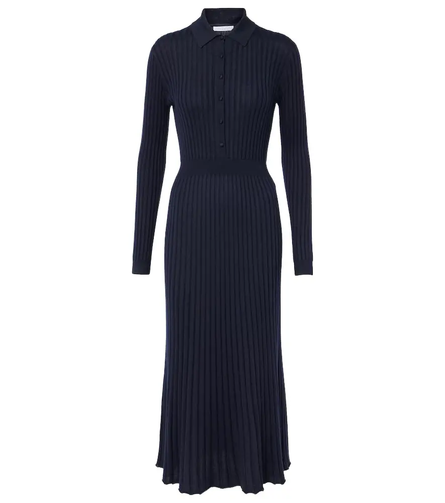 Gabriela Hearst Ardor ribbed-knit cashmere and silk polo dress