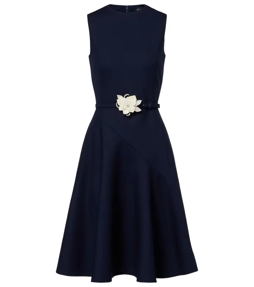 Oscar de la Renta Belted wool-blend midi dress