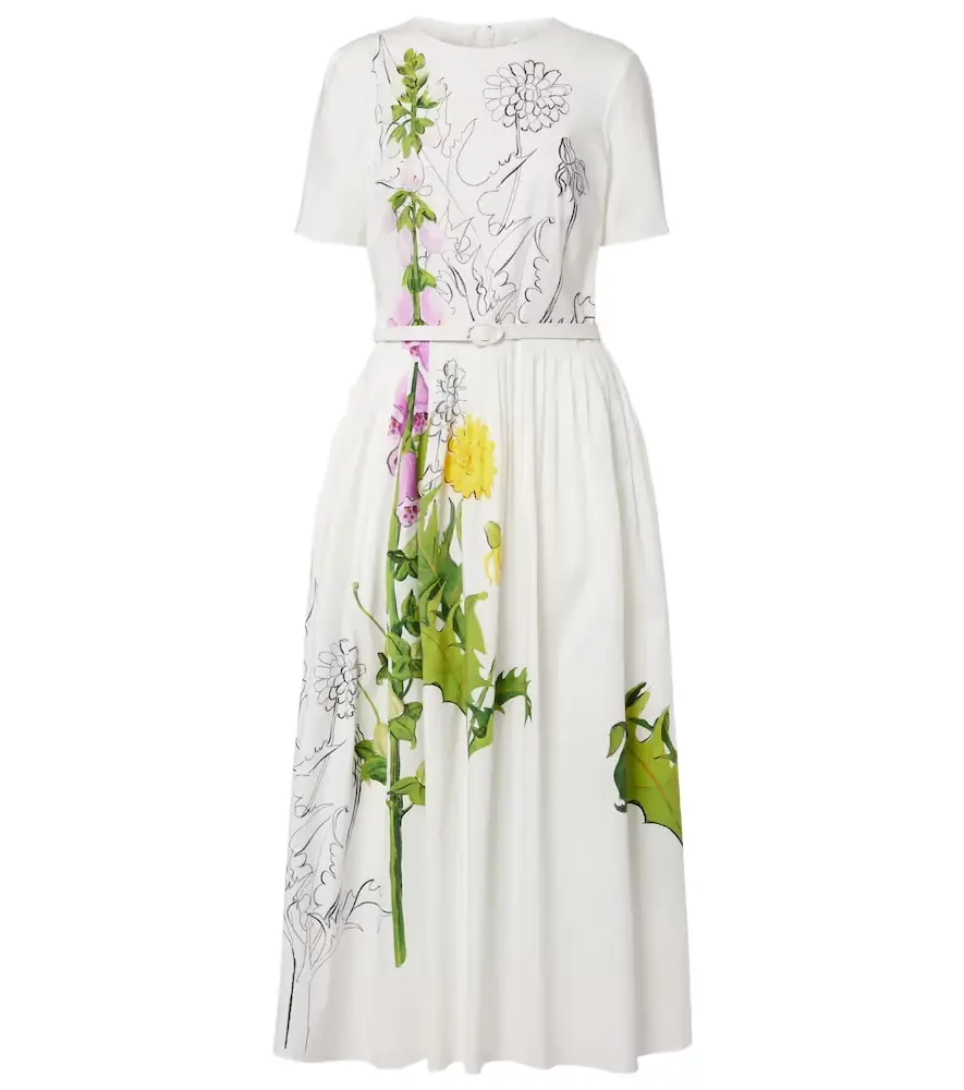 Oscar de la Renta Foxglove cotton-blend poplin midi dress