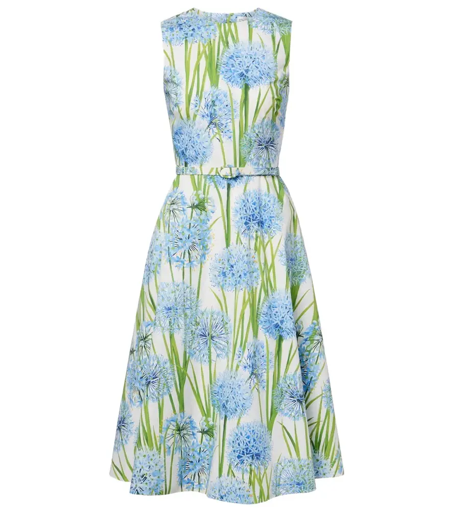Oscar de la Renta Floral cotton-blend poplin midi dress