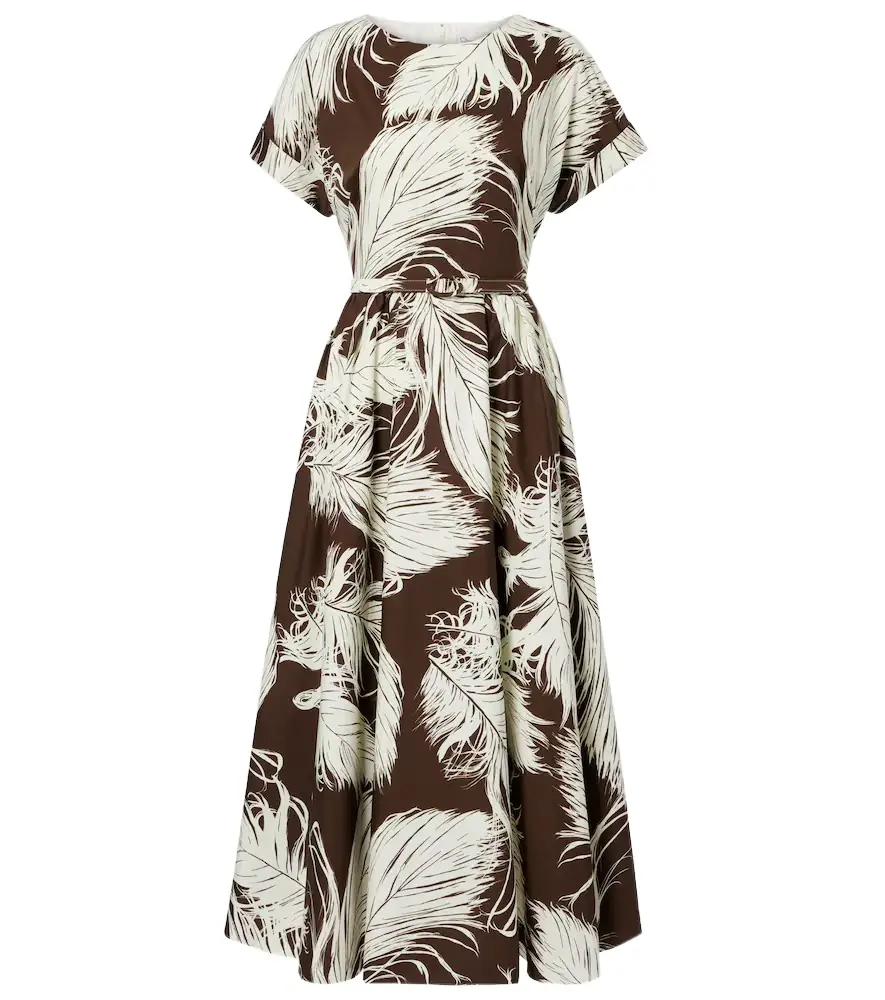 Oscar de la Renta Printed cotton-blend poplin midi dress