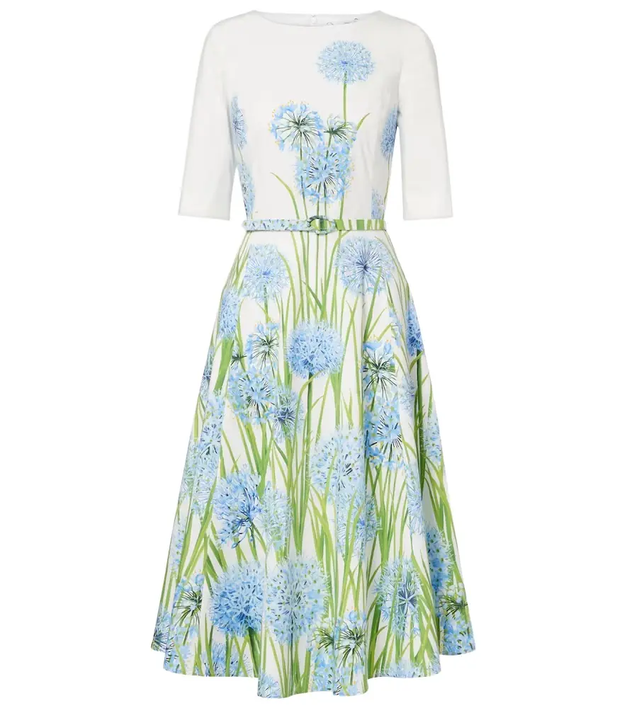 Oscar de la Renta Floral cotton-blend poplin midi dress