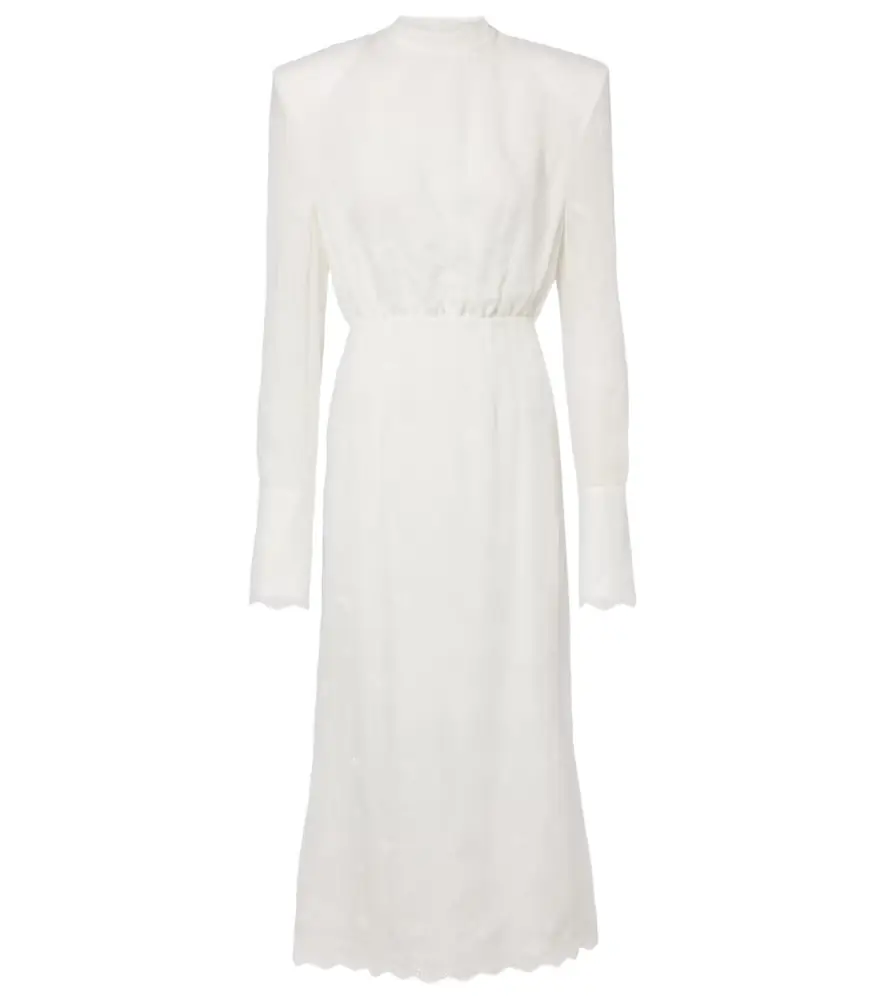 Magda Butrym Embroidered silk, wool and cotton-blend midi dress