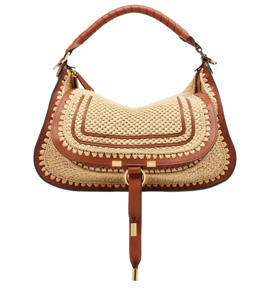 Chloe Chloé Marcie Small raffia-effect shoulder bag