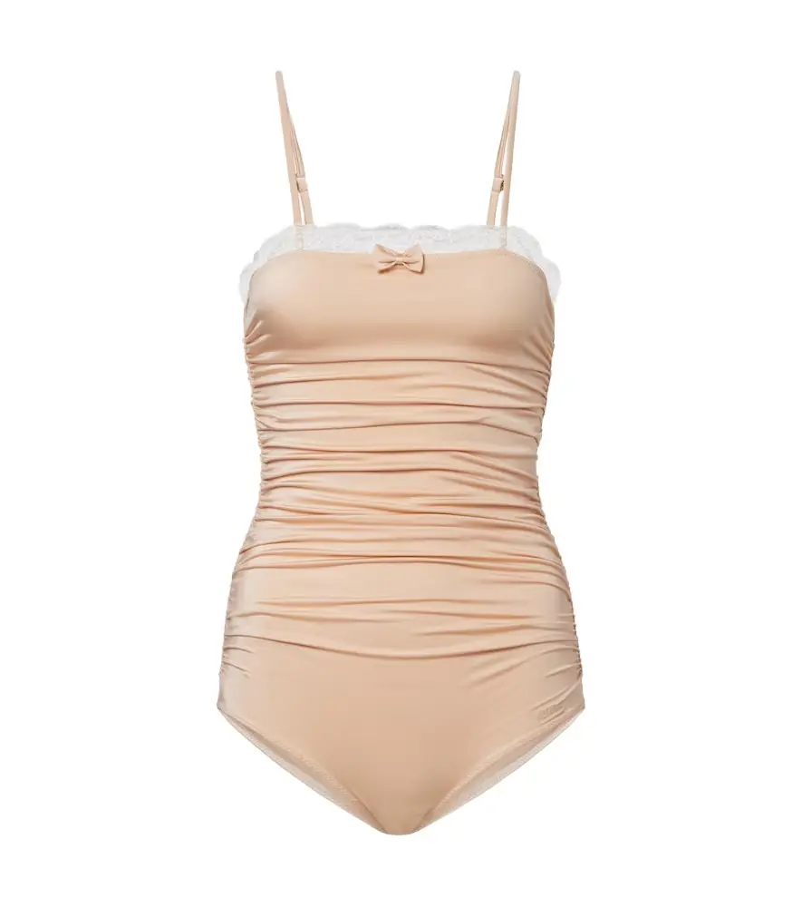 Chloe Chloé Lace-trimmed ruched bodysuit