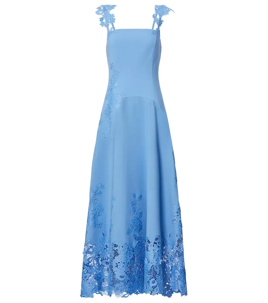Oscar de la Renta Porcelain wool-blend guipure midi dress