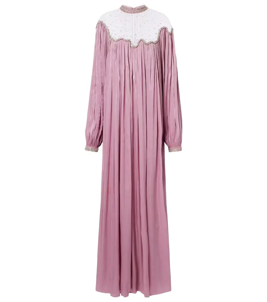 Costarellos Elline embellished pleated gown