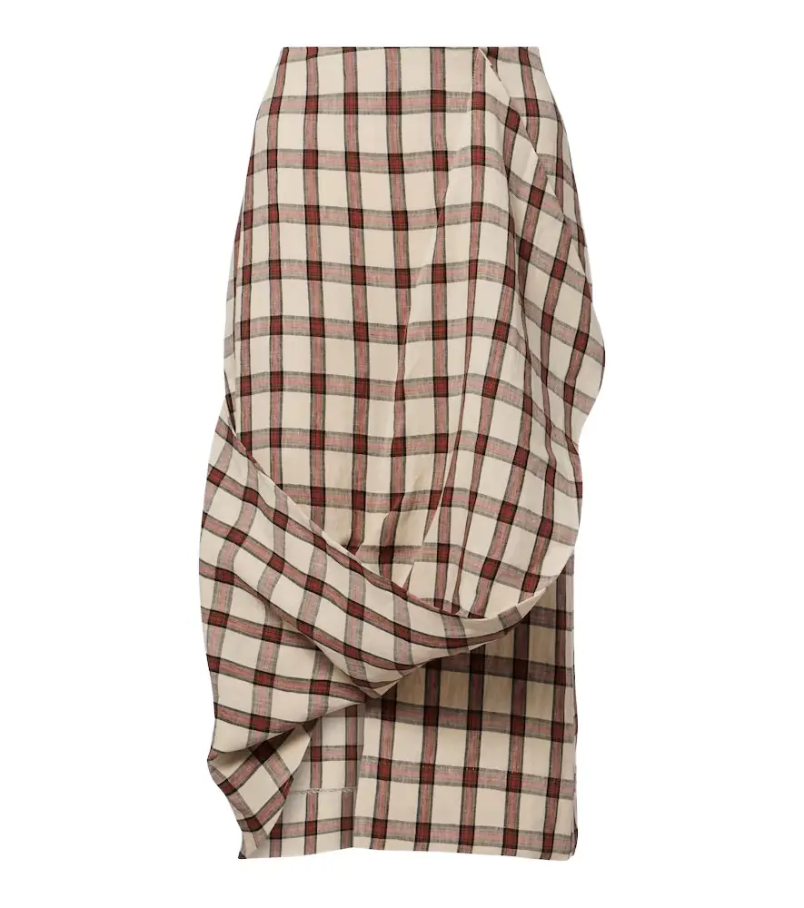 Rohe Róhe Checked linen midi skirt