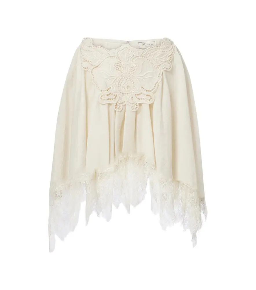 Blumarine Embroidered lace-trimmed miniskirt