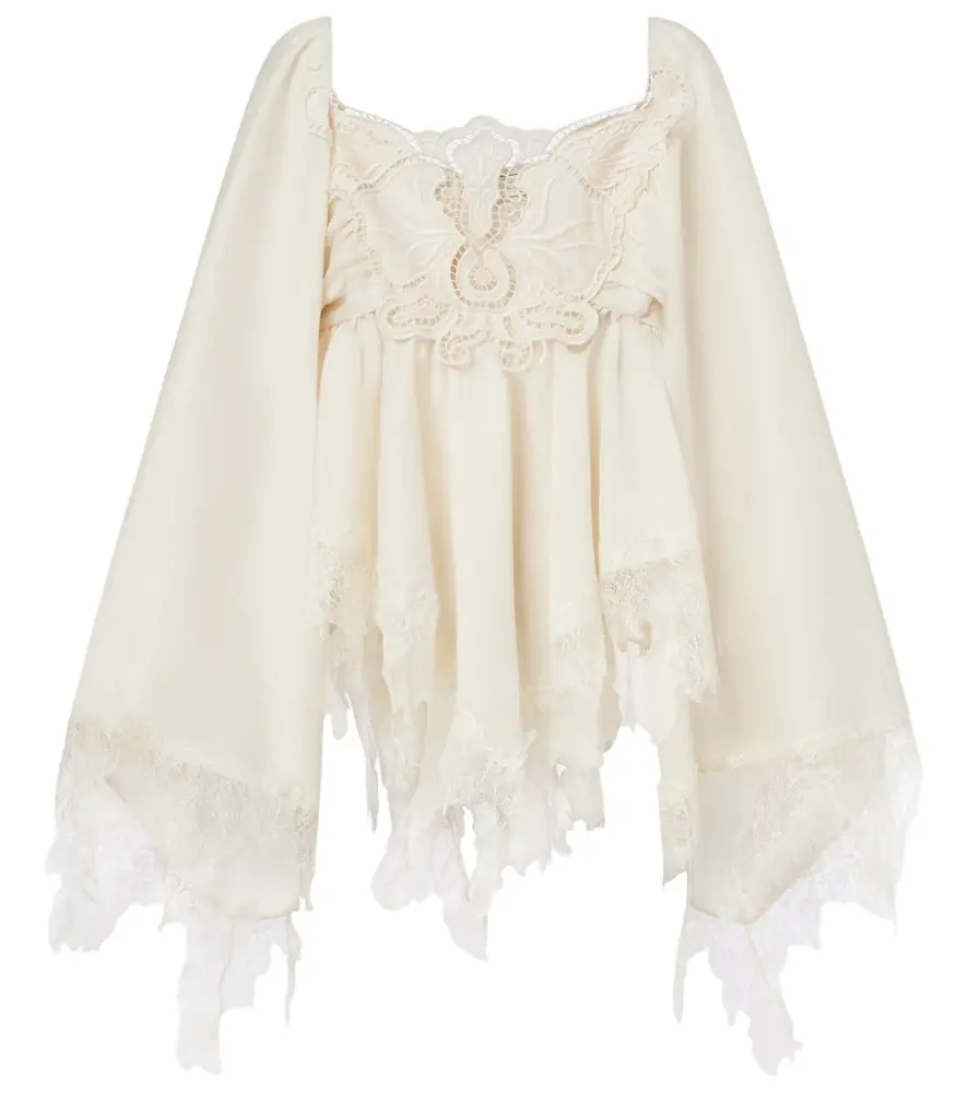 Blumarine Embroidered lace-trimmed blouse