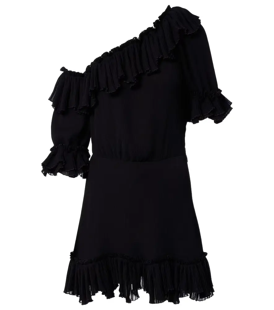 Saint Laurent Ruffled silk crepon minidress