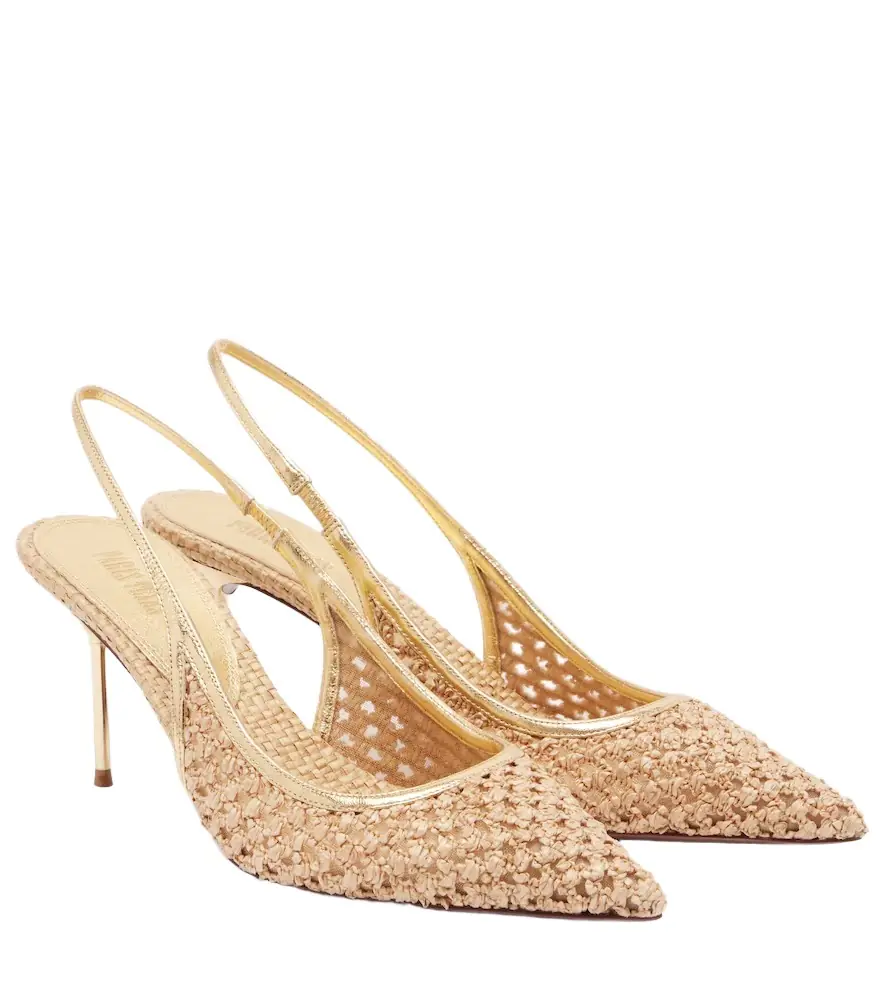 Paris Texas Lidia leather-trimmed slingback pumps