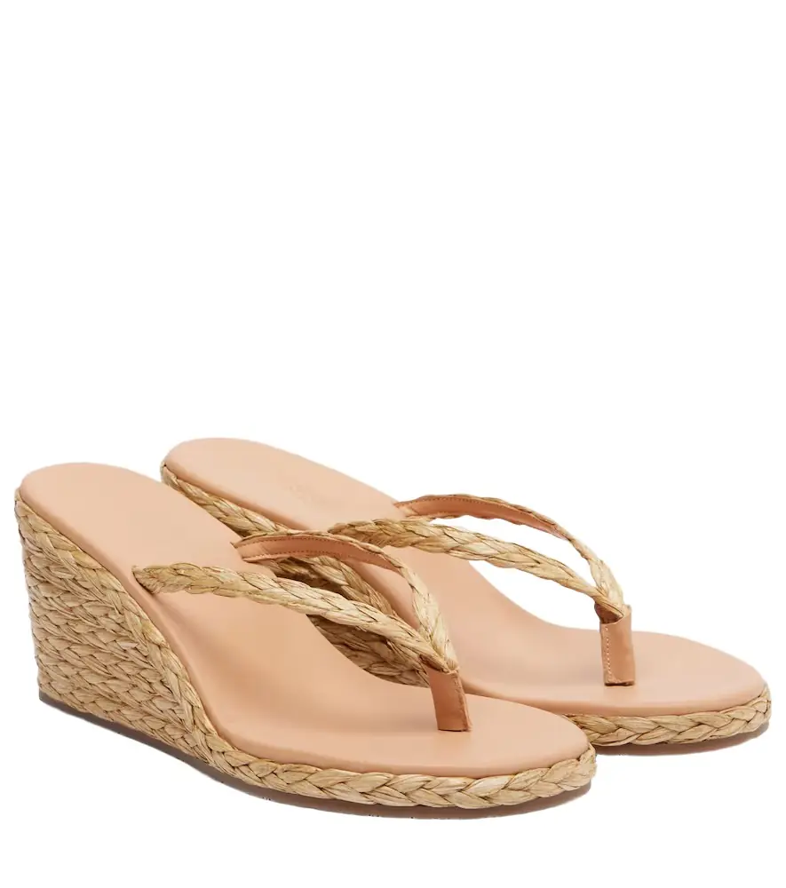 Ancient Greek Sandals Etheria raffia wedge thong sandals