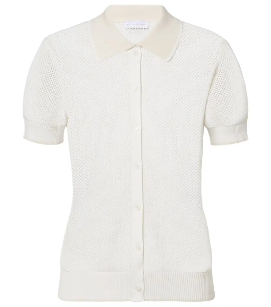 Stella McCartney Crochet cotton polo shirt
