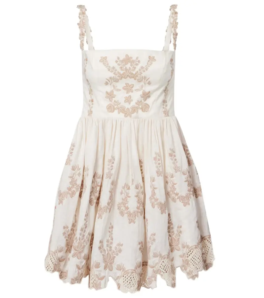 Agua by Agua Bendita Mielero embroidered linen minidress