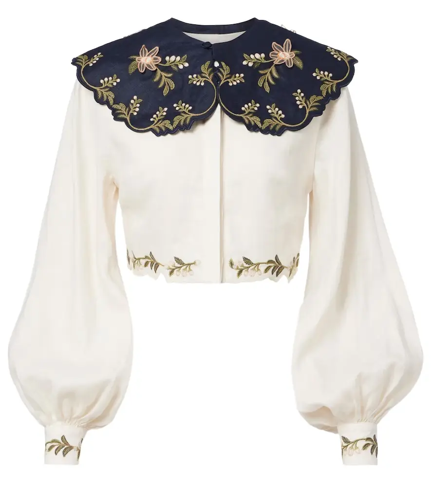 Agua by Agua Bendita Cumbre embroidered linen blouse