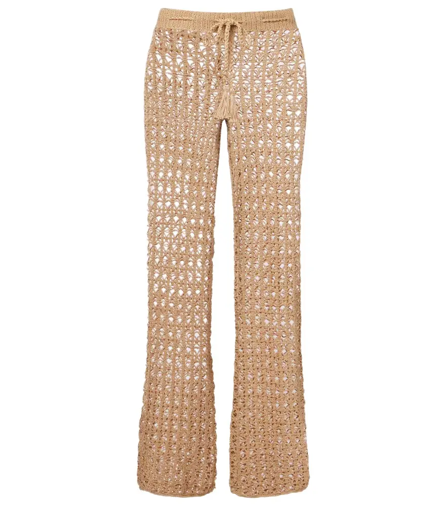 Anna Kosturova Crochet cotton wide-leg pants