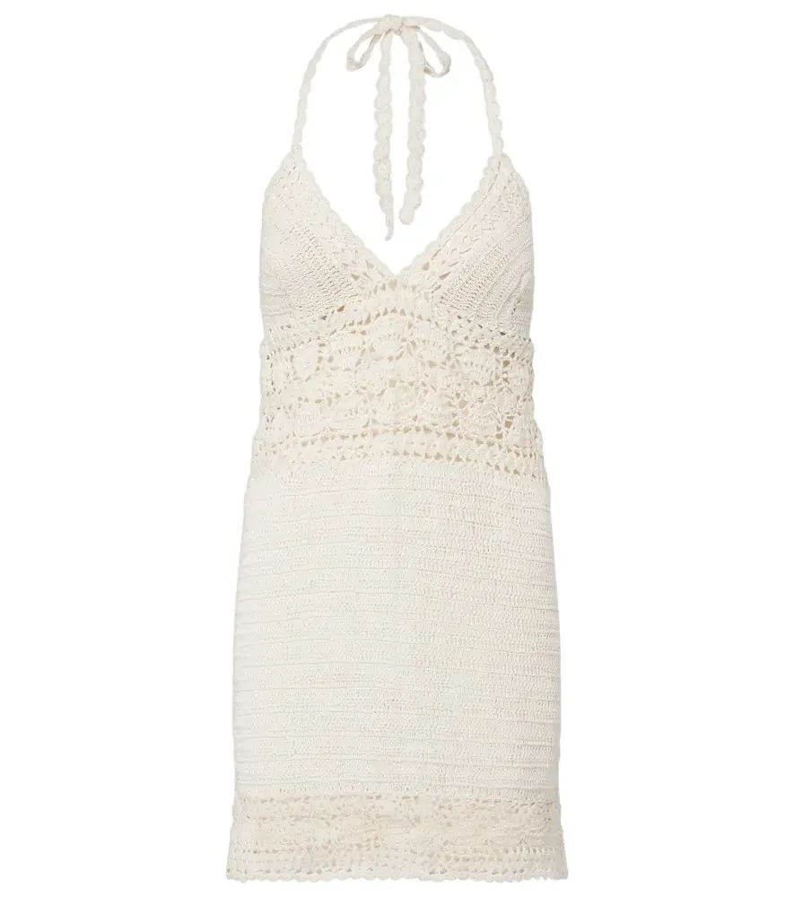 Anna Kosturova Filigree crochet cotton minidress