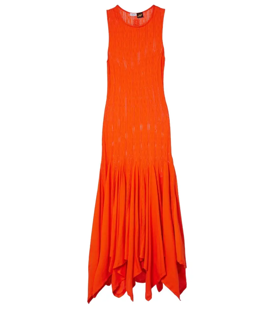 Loewe Paula's Ibiza pointelle cotton jersey maxi dress