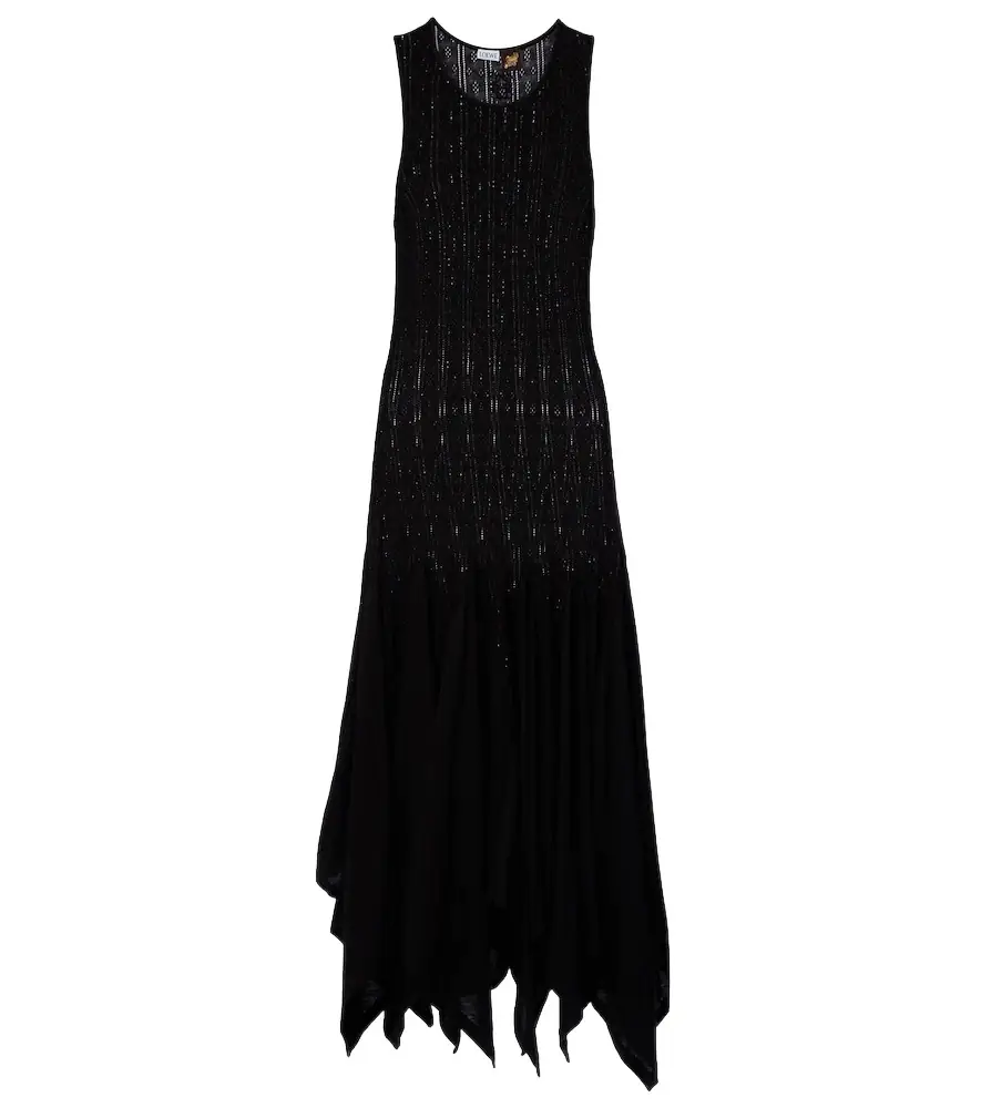 Loewe Paula's Ibiza pointelle cotton jersey maxi dress