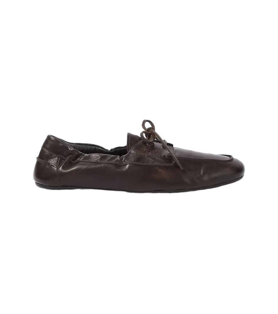 Prada Shuffle leather boat shoes