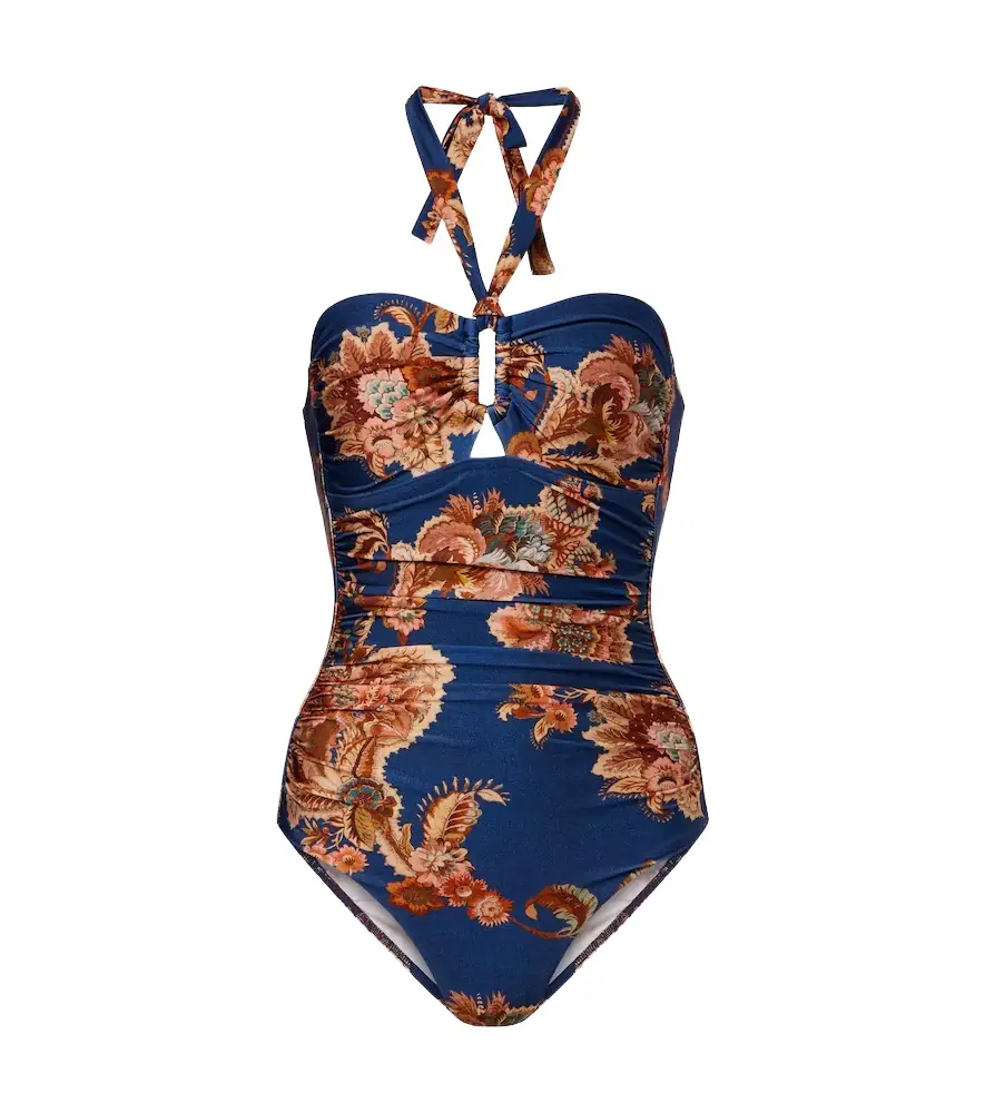 Zimmermann Aster printed halterneck swimsuit