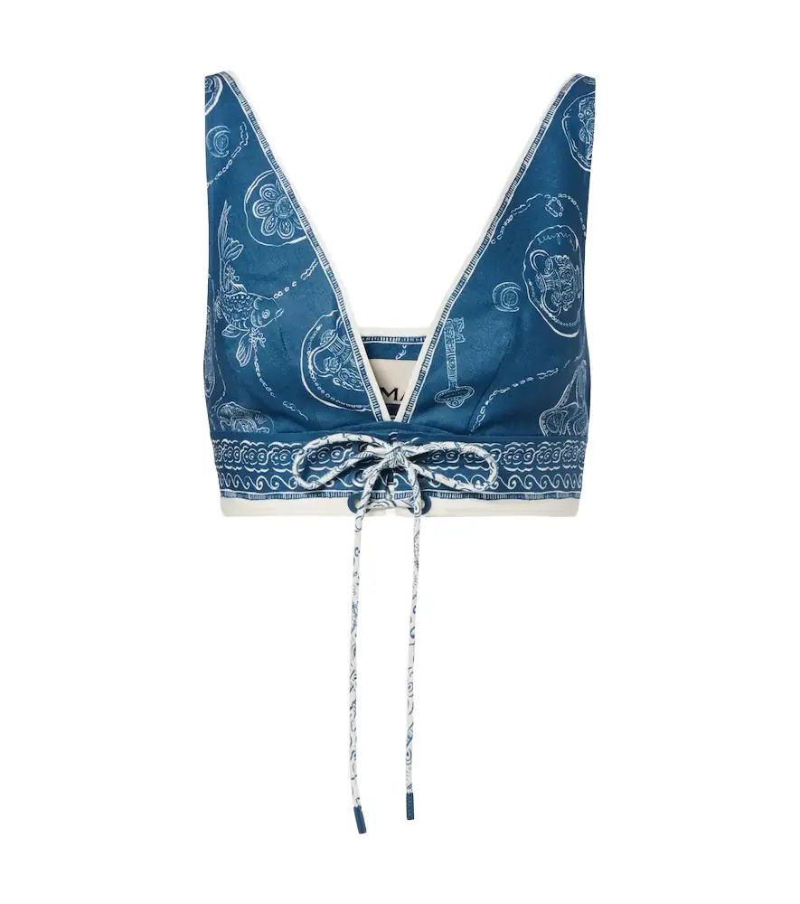 Alemais Alémais Lucky printed linen crop top