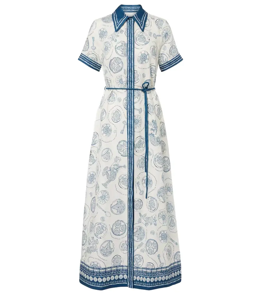 Alemais Alémais Lucky belted printed linen shirt dress