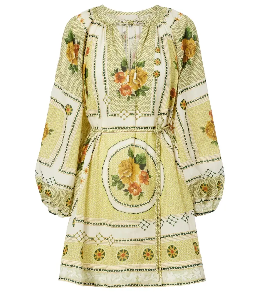 Alemais Alémais Dixie belted printed ramie minidress