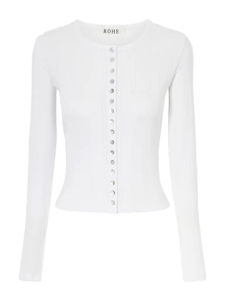 RÓHE Pointelle-knit Cotton-jersey Cardigan