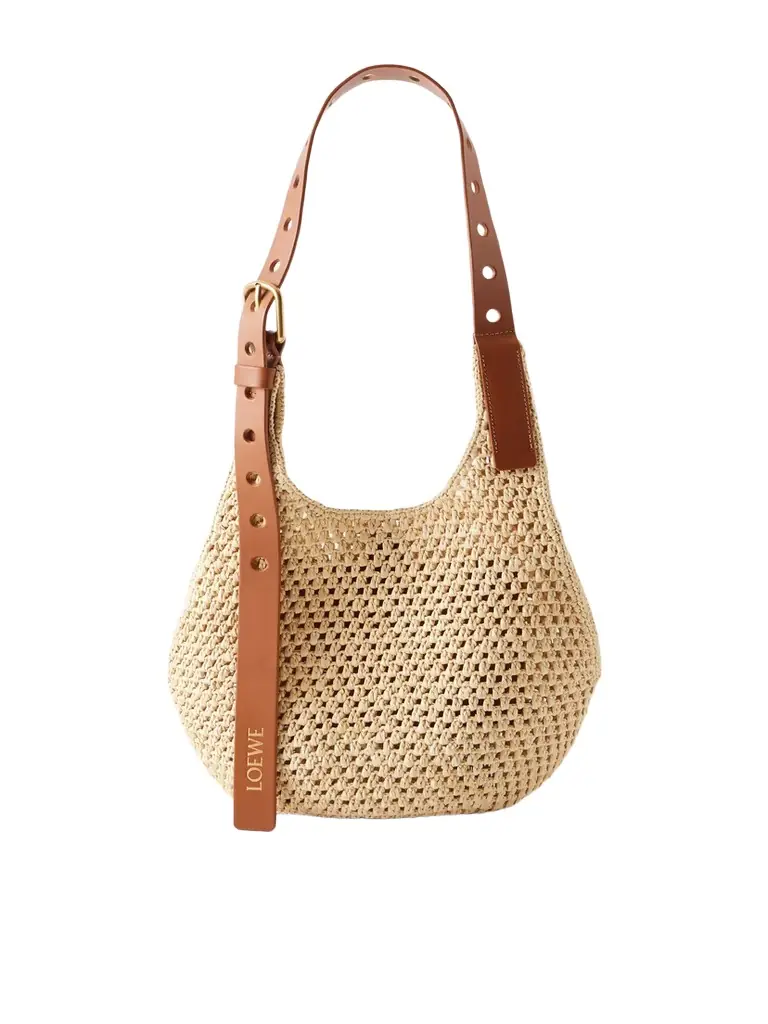 Loewe <ul> <li>paula's Ibiza The Punch Hole Leather-trimmed Raffia Shoulder Bag</li> </ul> - Women's Bags