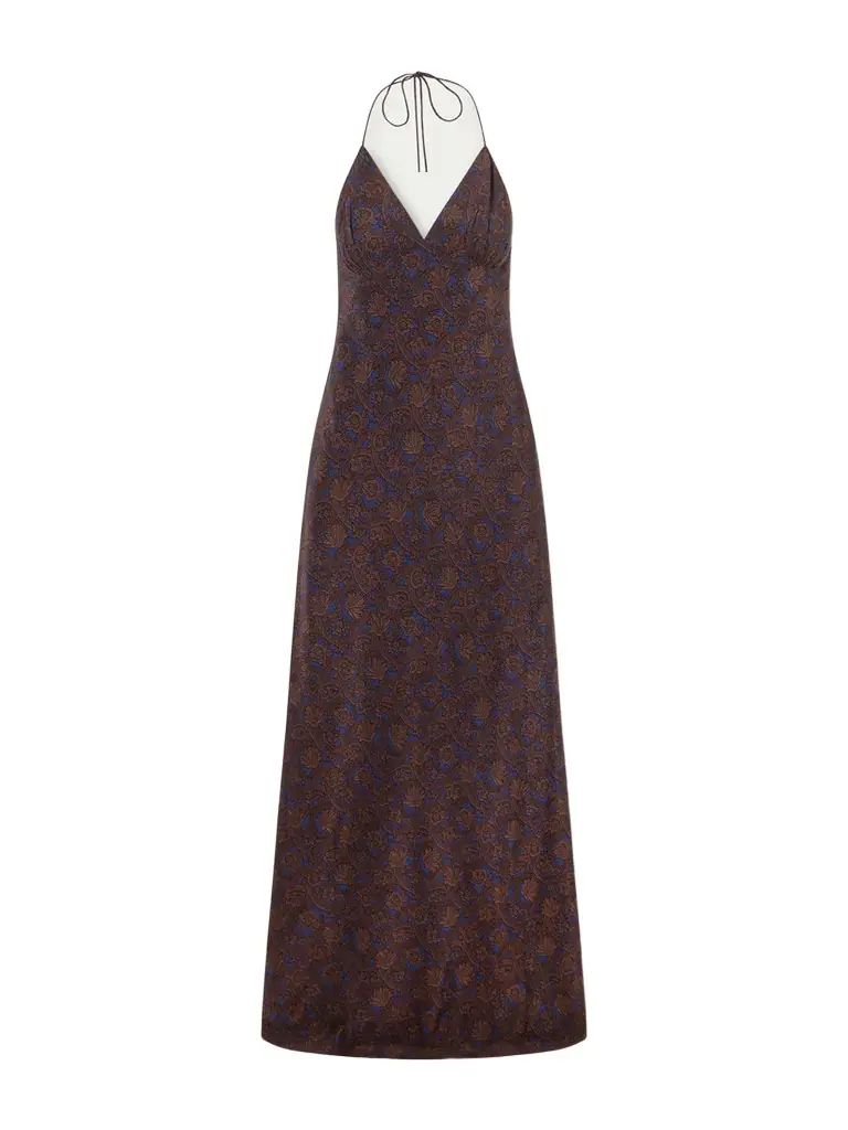 Matteau Open-back Printed Silk-crepe De Chine Halterneck Maxi Dress