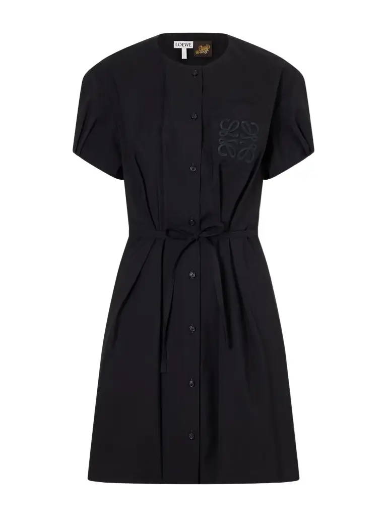Loewe + Paula’s Ibiza Anagram Embroidered Belted Cotton-blend Midi Dress