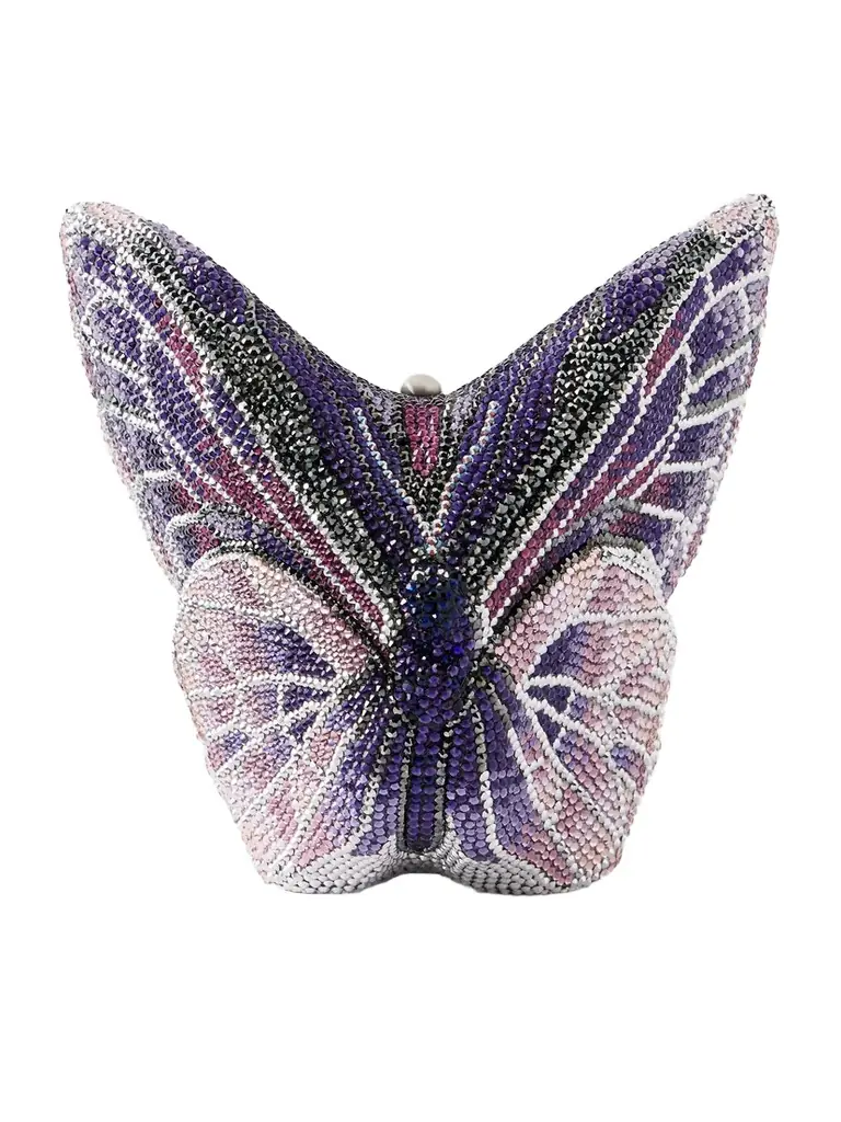 Judith Leiber Couture Butterfly Crystal-embellished Silver-tone Clutch
