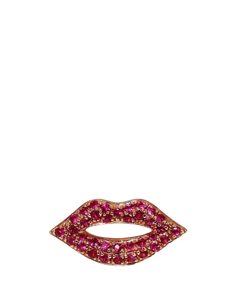 Sydney Evan 14k Rose Gold & Ruby Lips Single Stud Earring