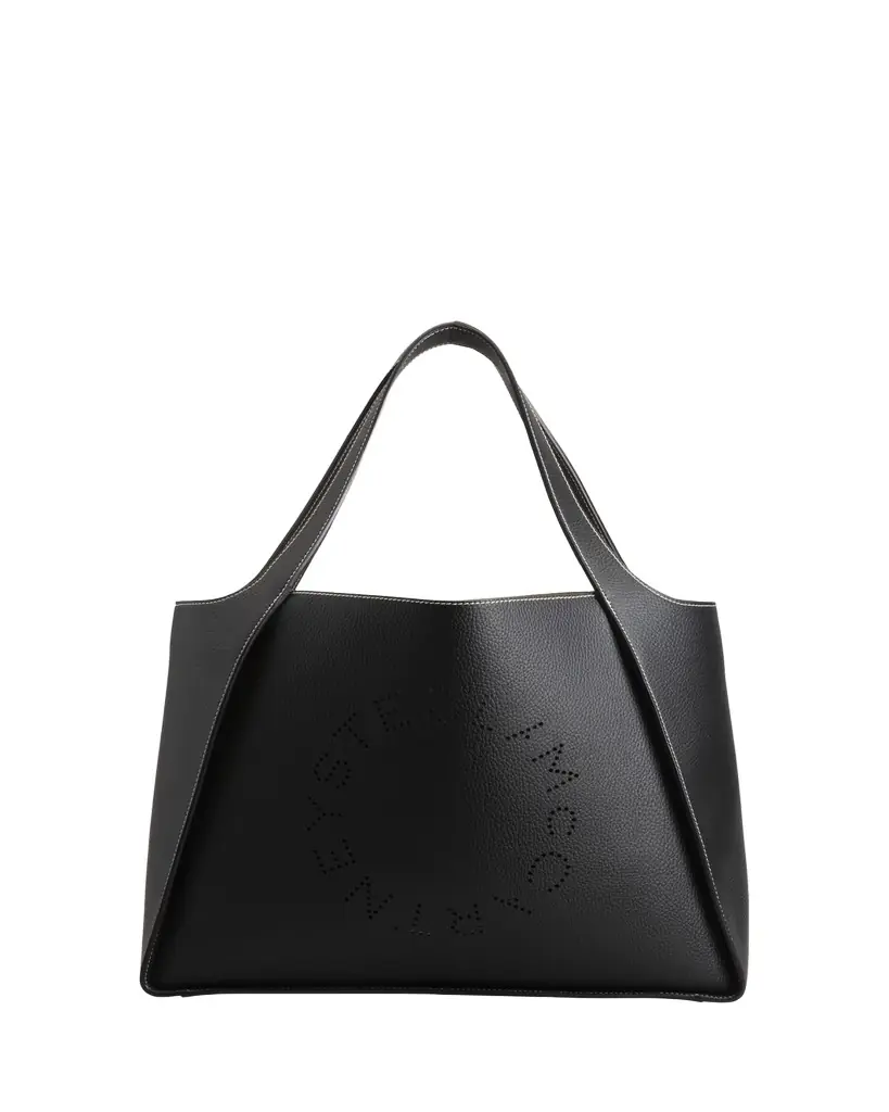 Stella McCartney Logo Grainy Faux-Leather Tote Bag