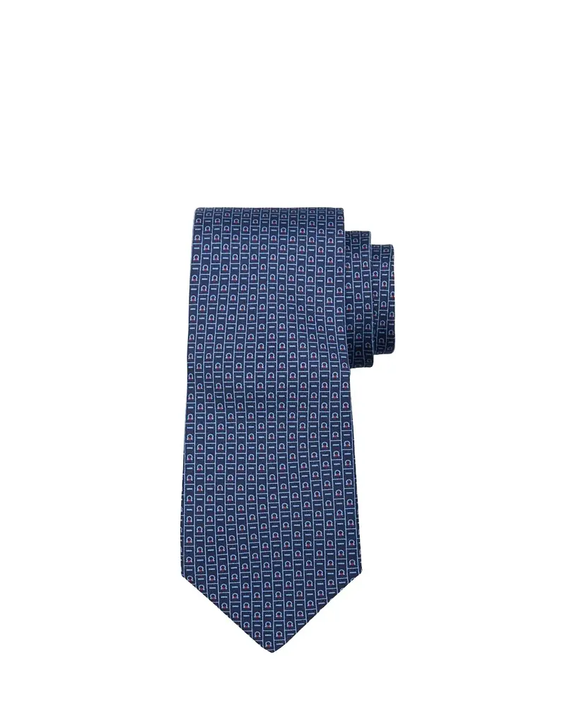 Ferragamo Men's Gancini Monogram-Print Silk Tie