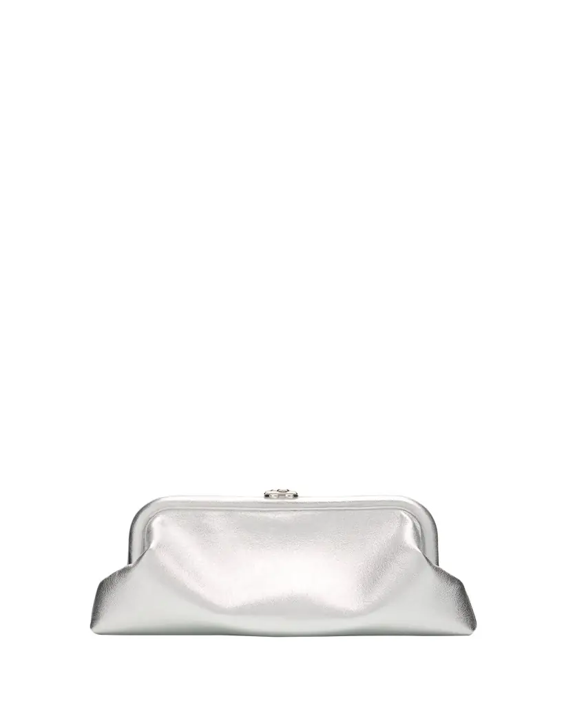 Jimmy Choo Skylar Frame Metallic Leather Clutch Bag