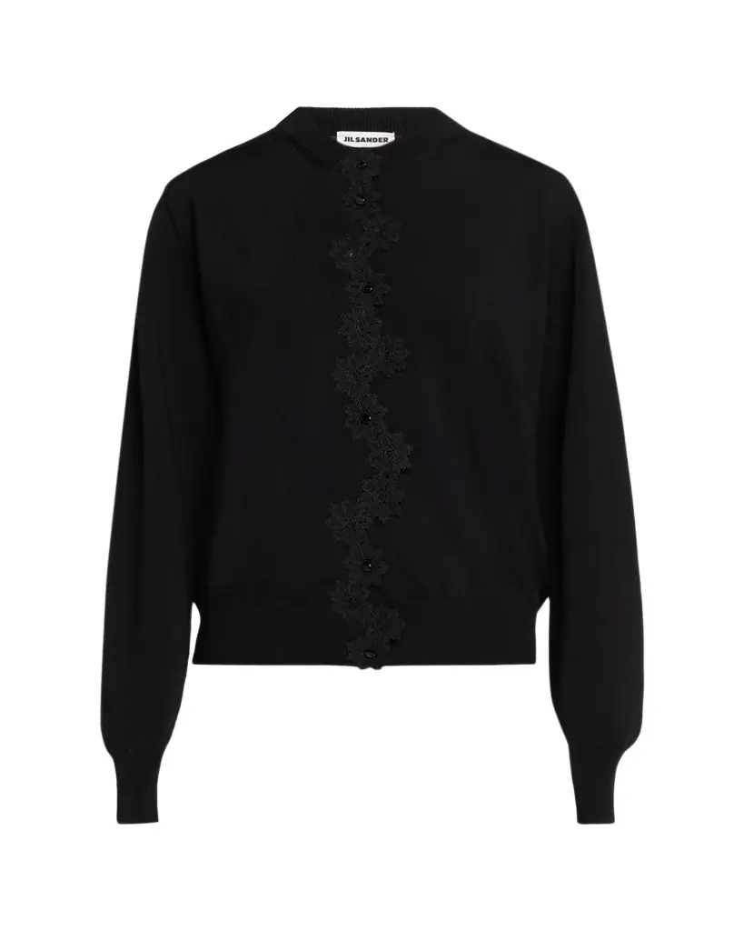 Jil Sander Floral Embroidered Cotton-Blend Crewneck Cardigan