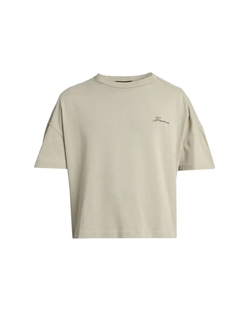 Jacquemus Men's Speckled Cotton-Blend Embroidered Logo T-Shirt