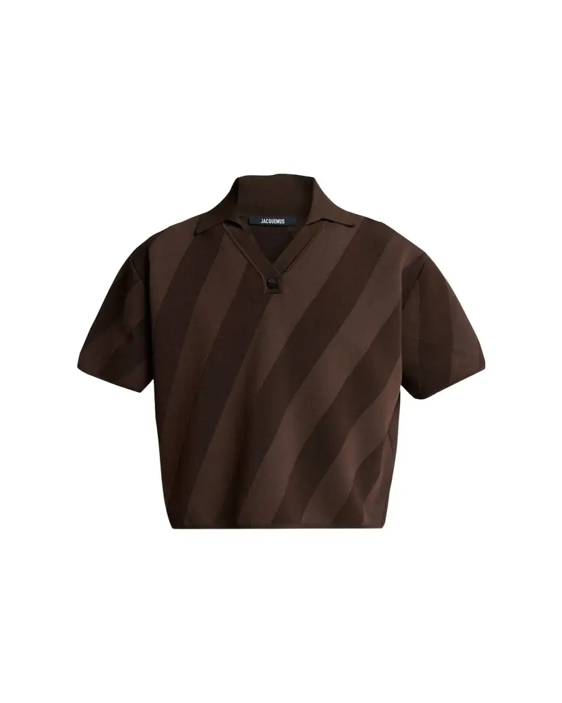Jacquemus Men's Wide Stripe Knit Johnny Collar Polo Shirt