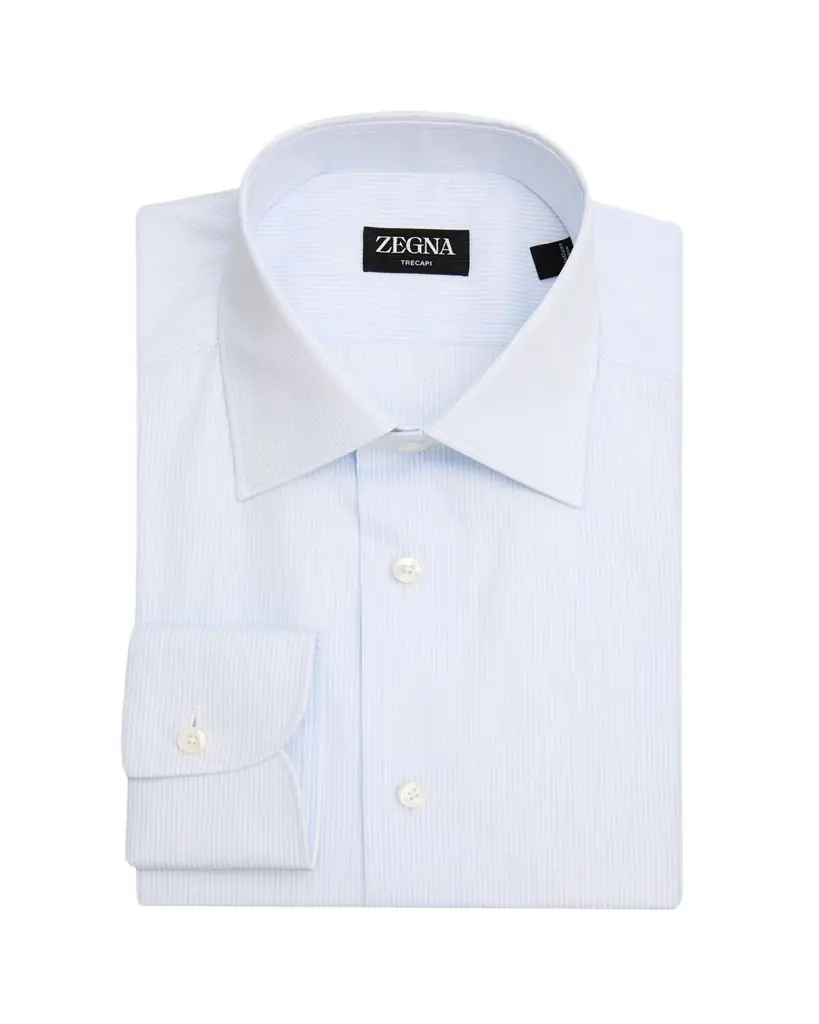 ZEGNA Men's Micro-Stripe Trecapi Cotton Dress Shirt