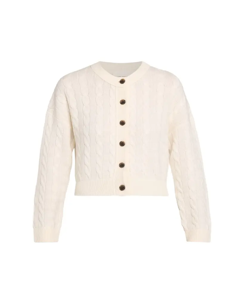 Lisa Yang Cassie Cashmere Cable Knit Crewneck Cardigan