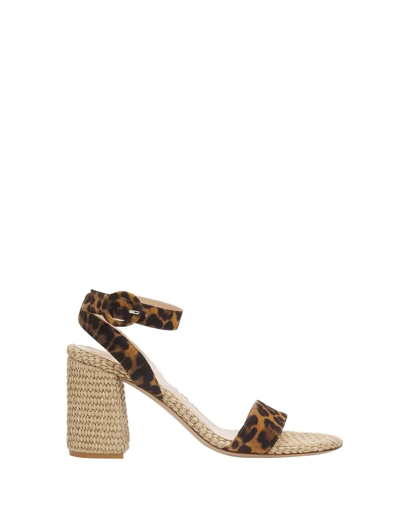 Gianvito Rossi 85mm Leopard-Printed Suede and Raffia Sandals