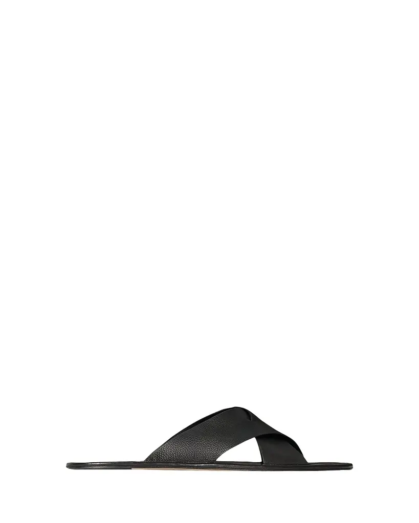 THE ROW Men's Malick Leather Cross-Strap Slides - Women's Shoes