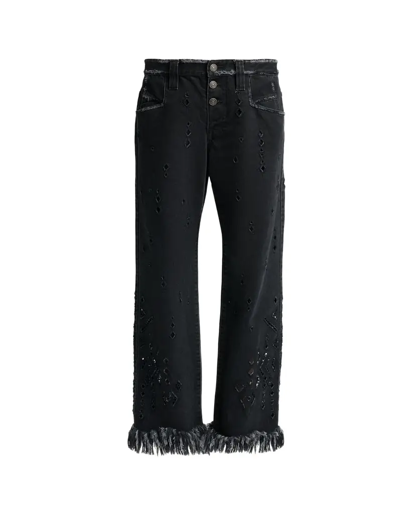 Isabel Marant Amia Distressed Eyelet Straight-Leg Denim Pants