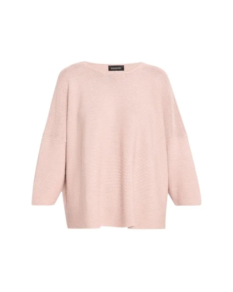 Eskandar Linen-Cotton Bateau Neck Sweater - Mid Plus Length