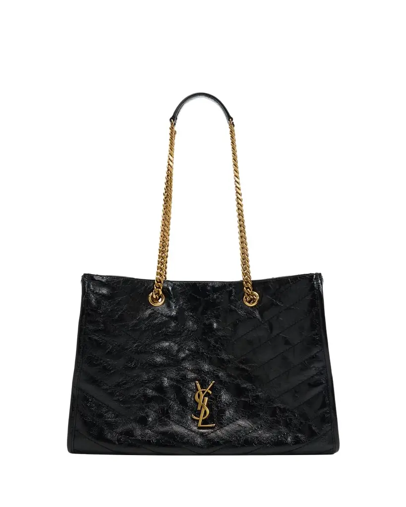 Saint Laurent Niki YSL Chevron Quilted Shopping Tote Bag
